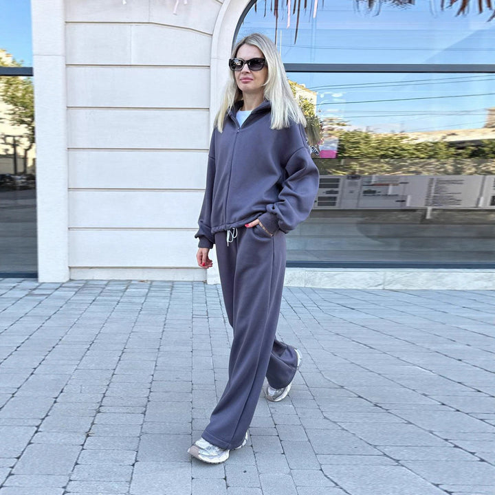 Damen sportliches Lounge-Set mit lässigem Hoodie und weitem Schnitt Drune