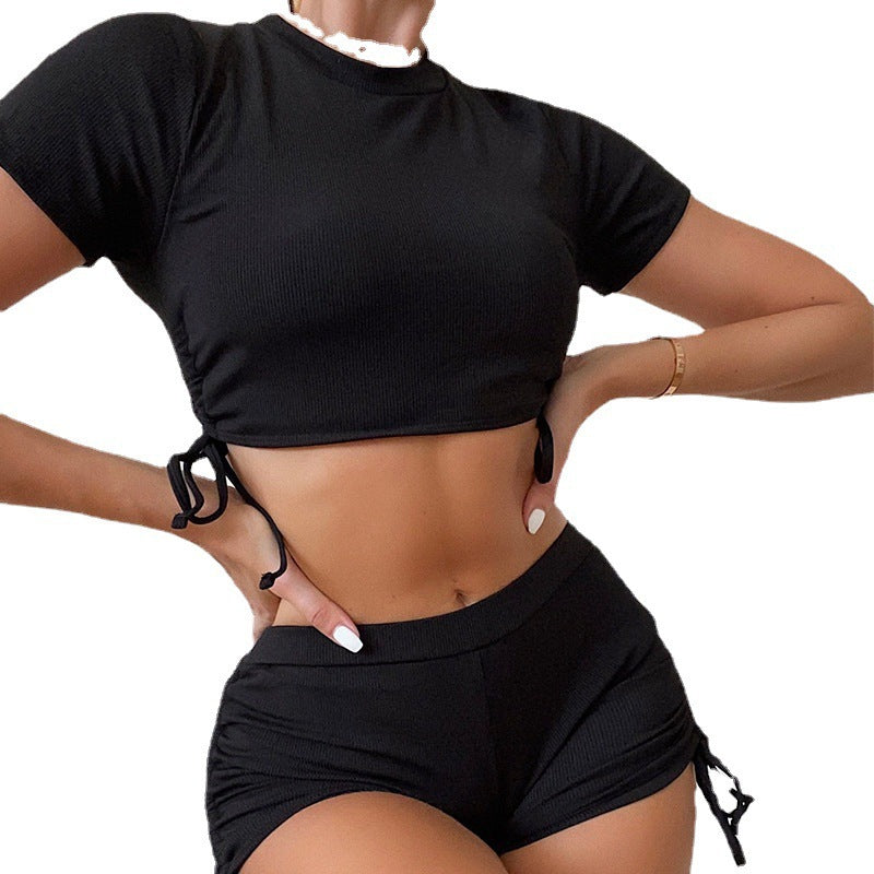 Damen Sportliches Crop-Top und Shorts-Set Drune