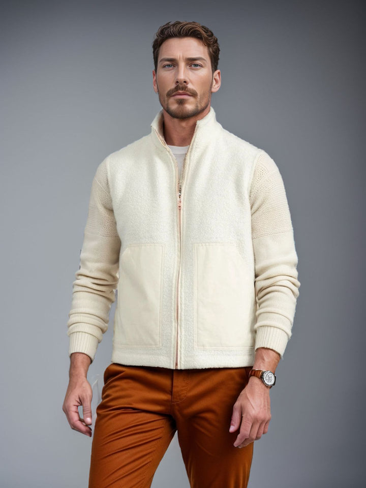 Herren kuschelige Fleecejacke mit hohem Kragen Drune