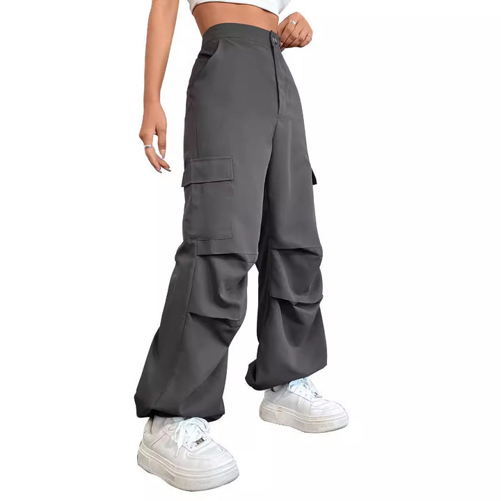 Damen Cargo-Hose mit hohem Bund und seitlichen Taschen Drune