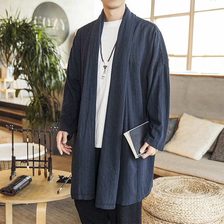 Herren lässige Kimono-Jacke mit elegantem Schnitt und weichem Gewebe Drune