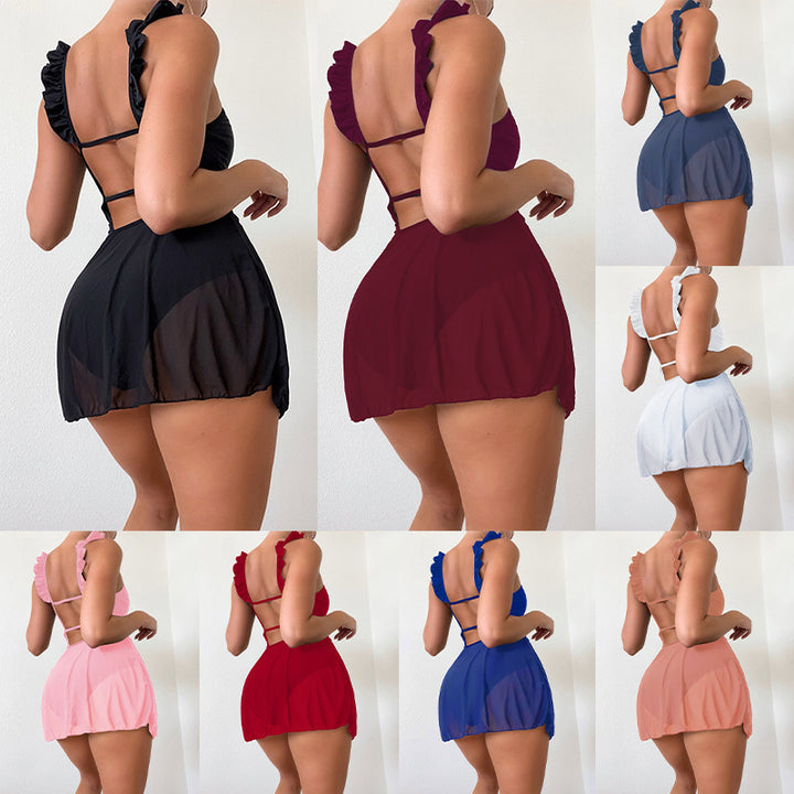 Damen Strandkleid mit verspielten Rüschendetails Drune