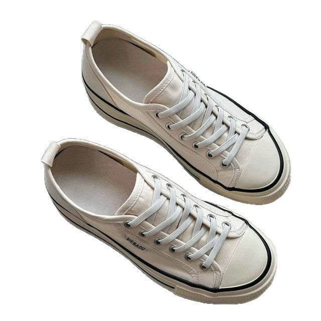 Damen modische Canvas-Sneaker mit kontrastierenden Schnürsenkeln und leichtem Sohlenprofil Drune