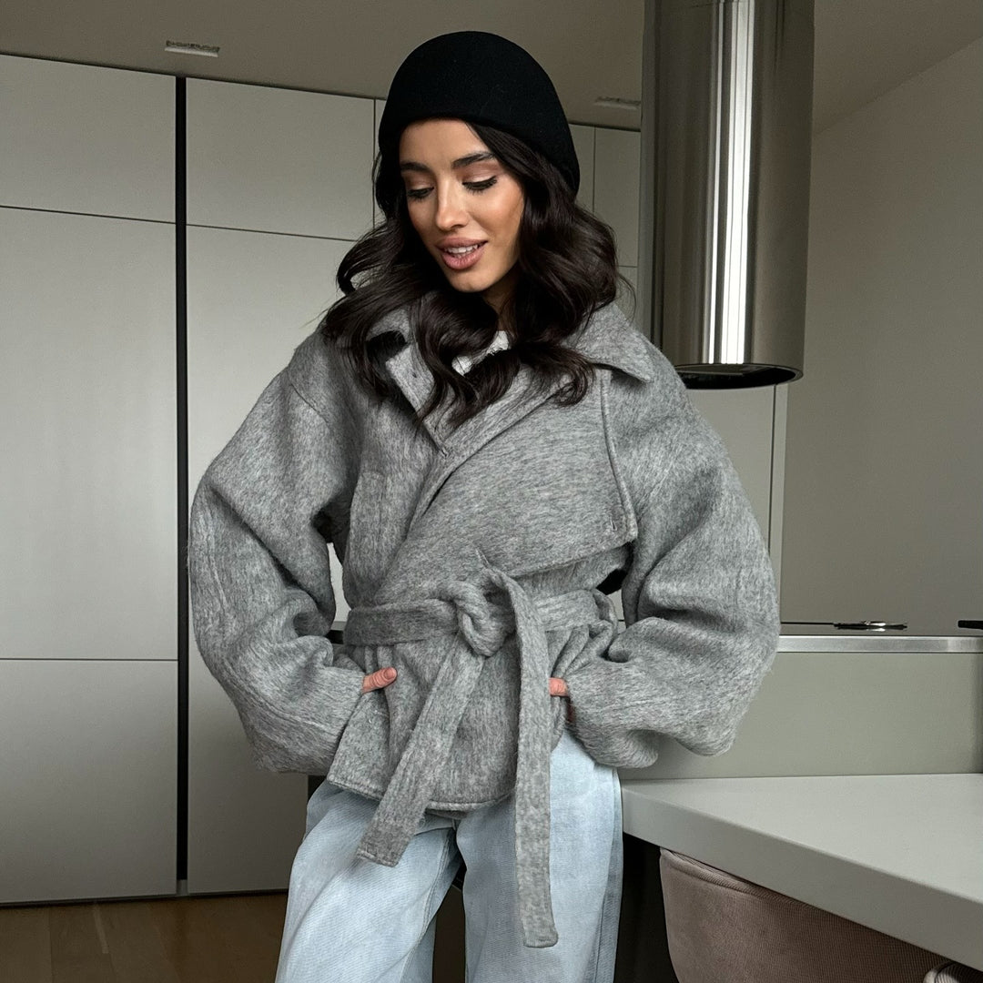 Damen Modische und warme Wickeljacke Drune