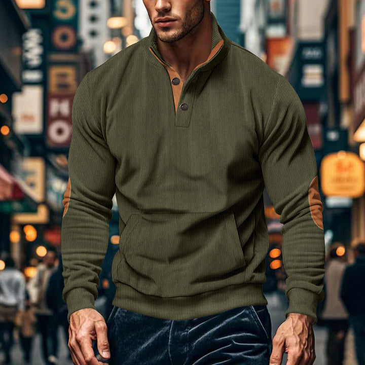 Herren Sportlicher Pullover mit praktischem Knopfverschluss und komfortablem Schnitt Drune