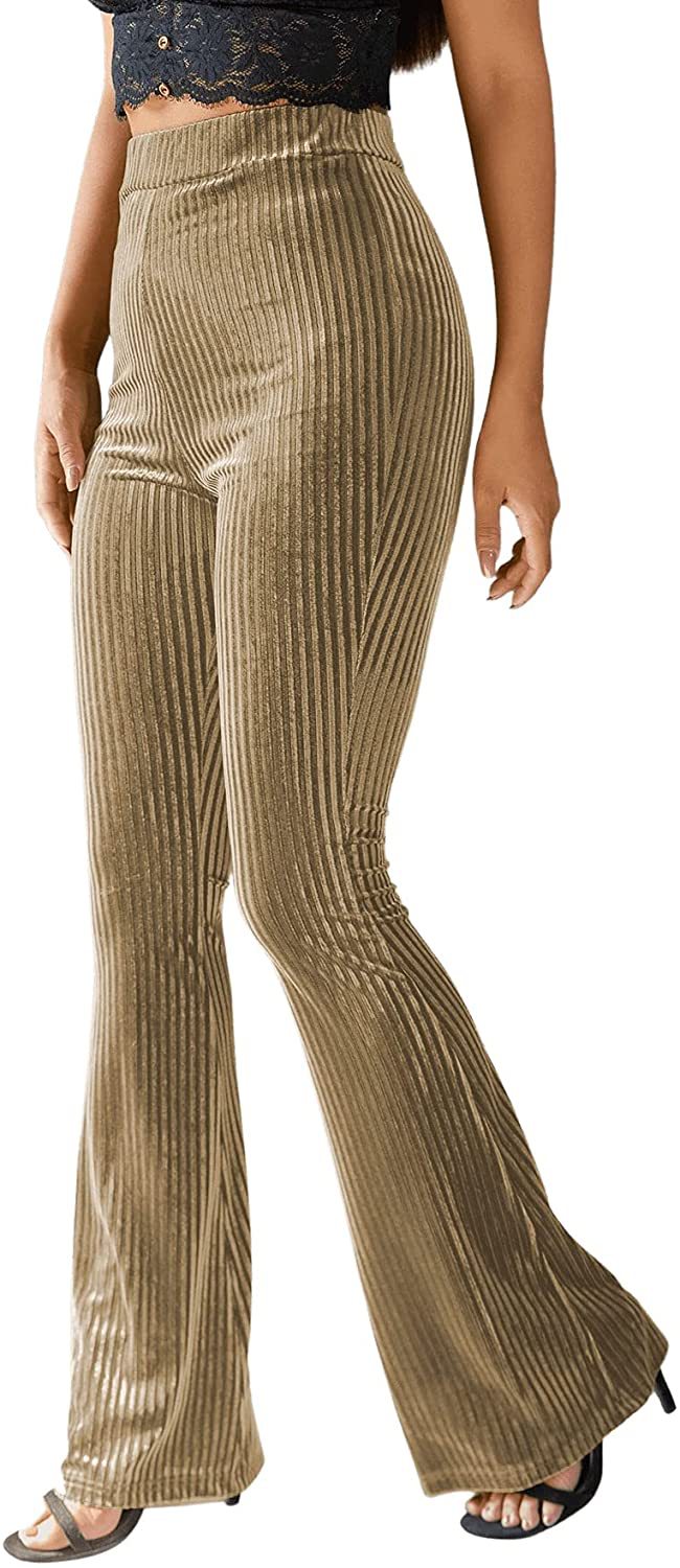 Damen Bootcut-Hose mit Rippstruktur und hohem Bund Drune