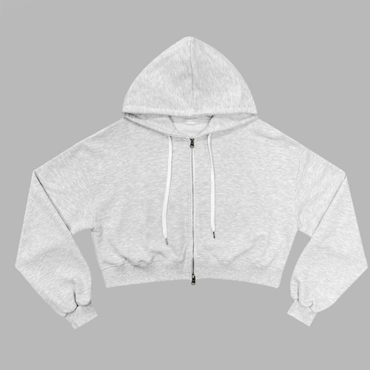 Damen cropped Kapuzenjacke mit Reißverschluss und elastischen Bündchen Drune