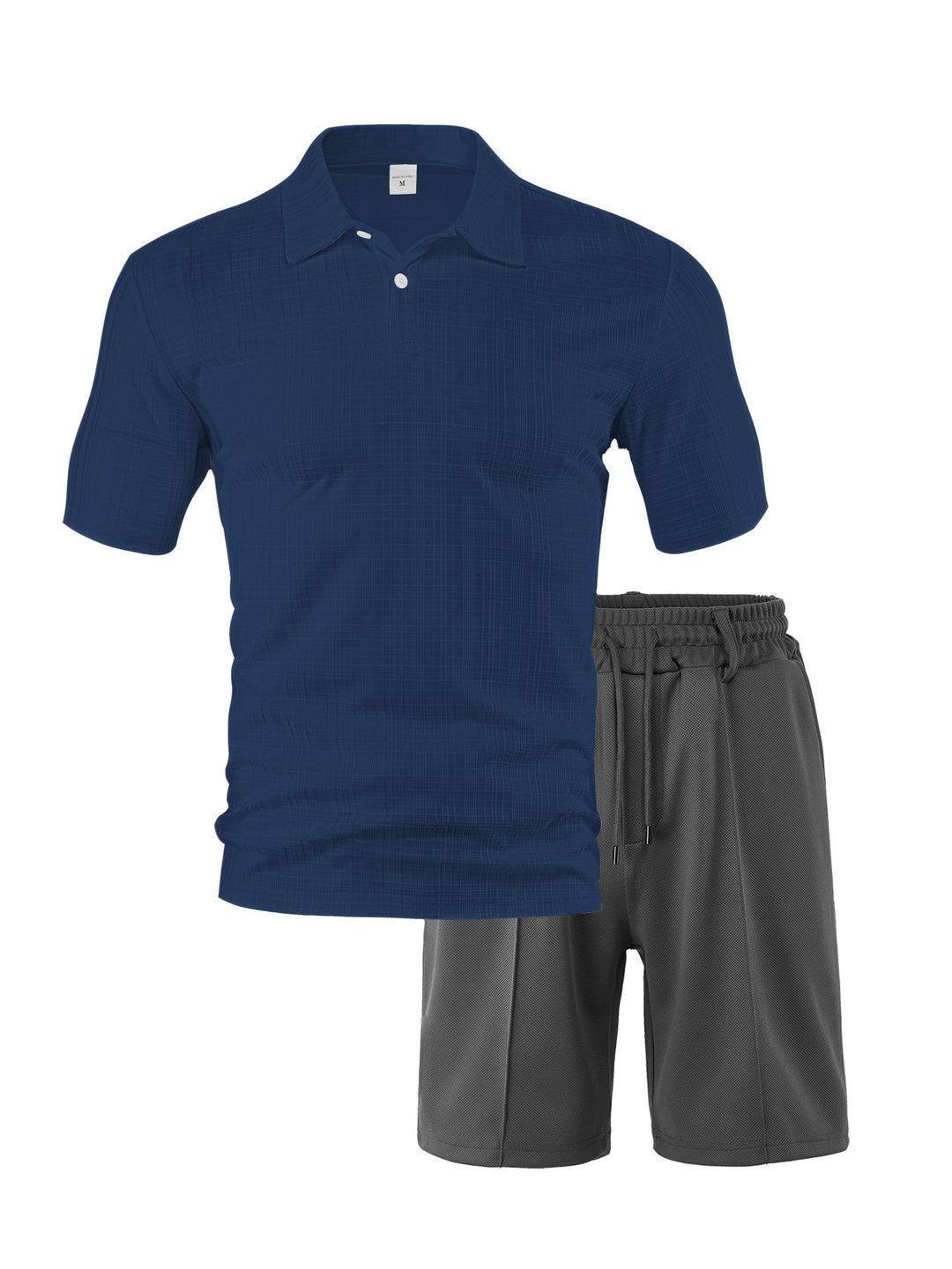 Herren nan zweiteiliges Sommer-Reise-Set mit texturiertem Kurzarm-Poloshirt und funktionalen Mesh-Shorts Drune