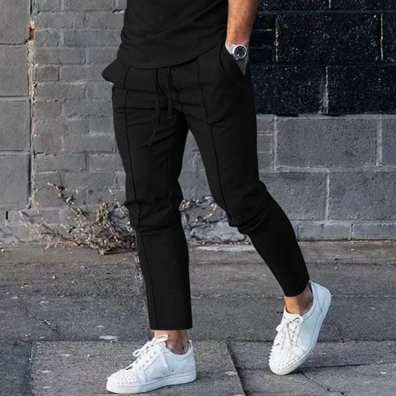 Herren nan Slim Tapered Jogginghose mit dekorativen Steppnähten, elastischem Tunnelzug und schmalem Knöchelabschluss Drune