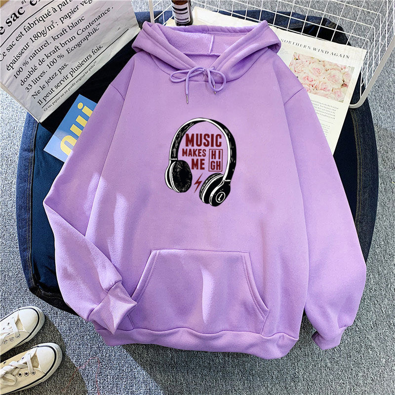 Damen Kapuzenpullover mit kreativem Musik-Design Drune