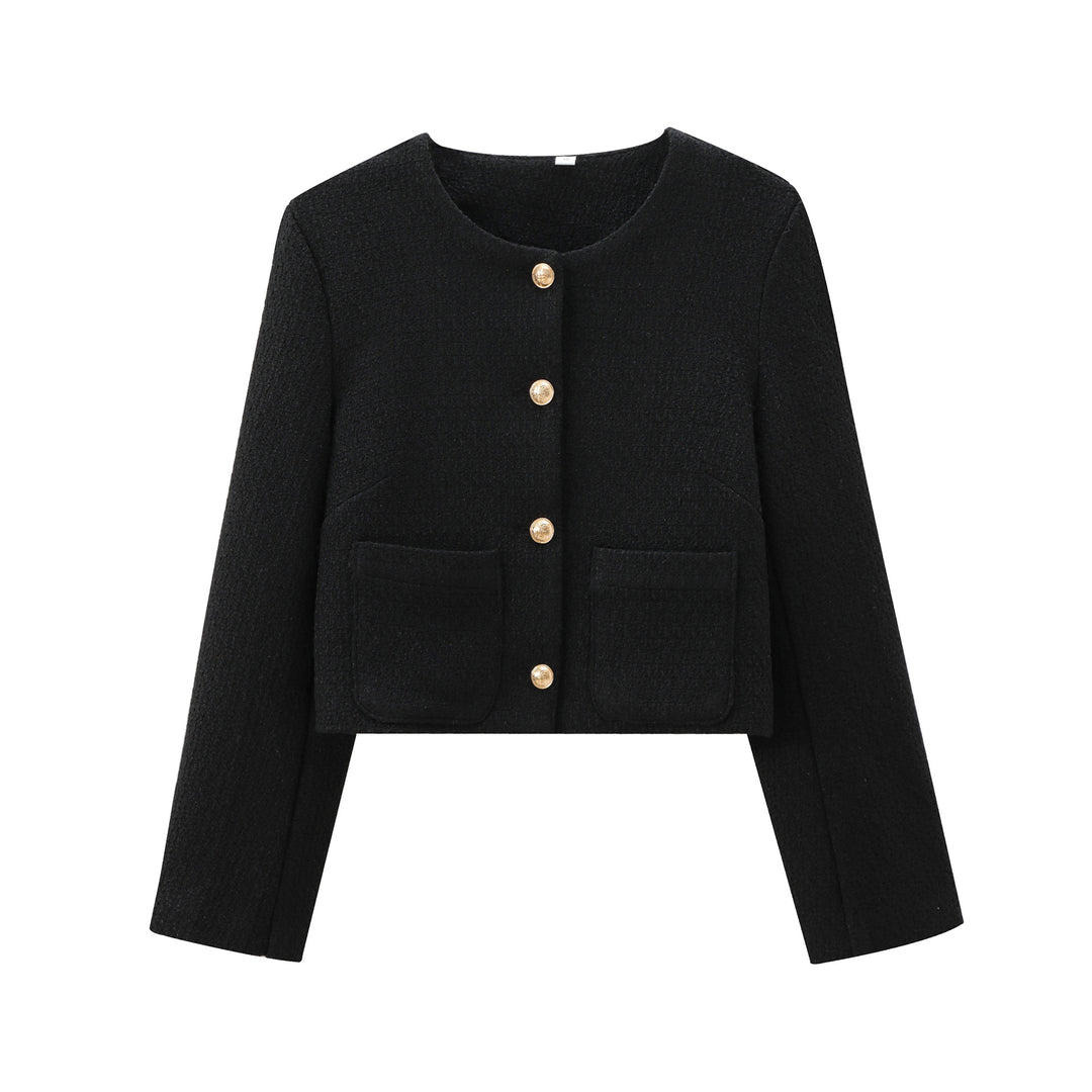 Damen kurz geschnittene Designer-Jacke mit strukturiertem Stoff Drune