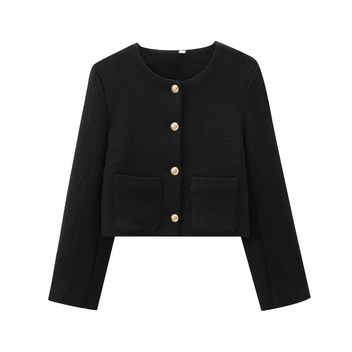 Damen kurz geschnittene Designer-Jacke mit strukturiertem Stoff Drune