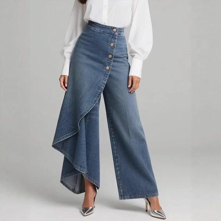 Damen Jeansrock mit asymmetrischem Schnitt und Knopfdetails Drune