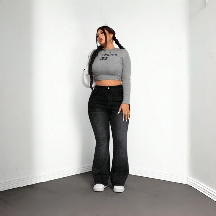 Damen Flared Jeans im Vintage-Design mit hohem Bund und komfortabler Passform Drune