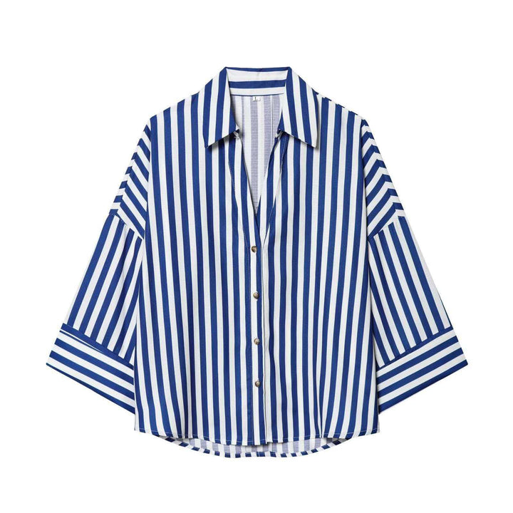 Damen Modernes gestreiftes Blusenshirt mit oversized Schnitt Drune