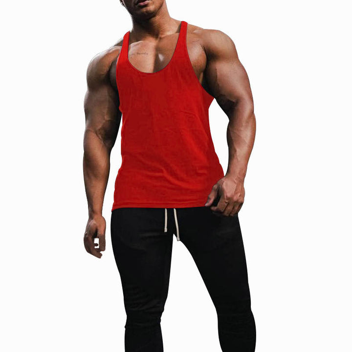 Herren nan athletisches Tanktop mit tiefem Armausschnitt und schmalen Trägern am Rücken aus Baumwollstretch Drune