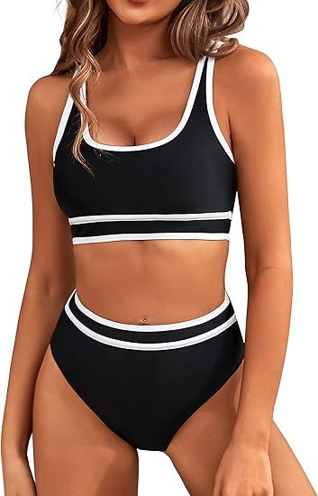 Damen Sportlicher Hochgeschnittener Bikini Drune