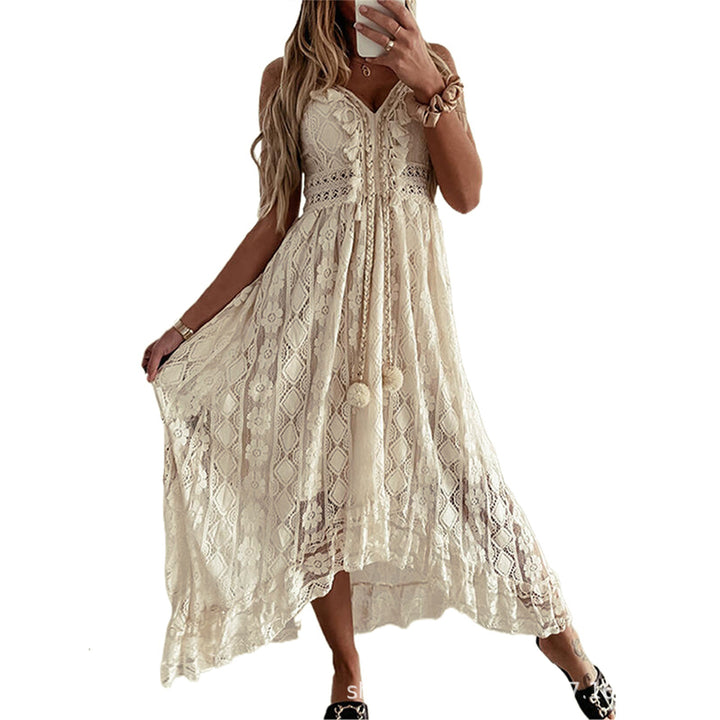 Damen Spitzen Maxikleid Drune
