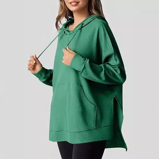 Damen Oversized Kapuzenpullover mit praktischen Eingrifftaschen und hochwertigem Strukturstoff Drune