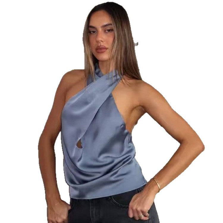 Damen Elegantes Chiffon-Oberteil mit asymmetrischem Schnitt Drune