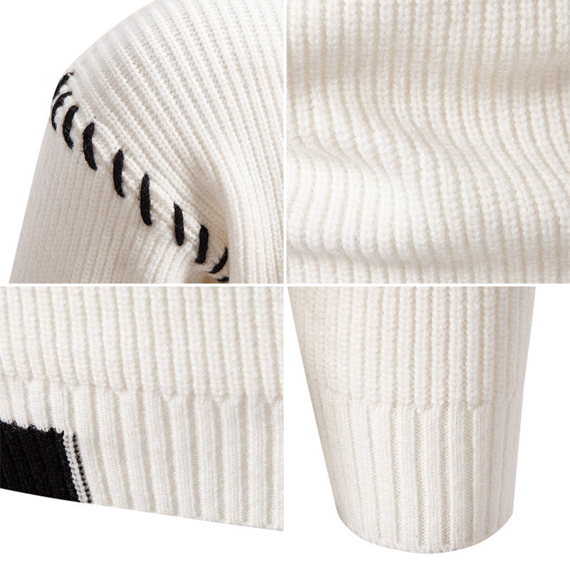 Herren modischer Strickpullover mit einzigartigem Design und hohem Kragen Drune