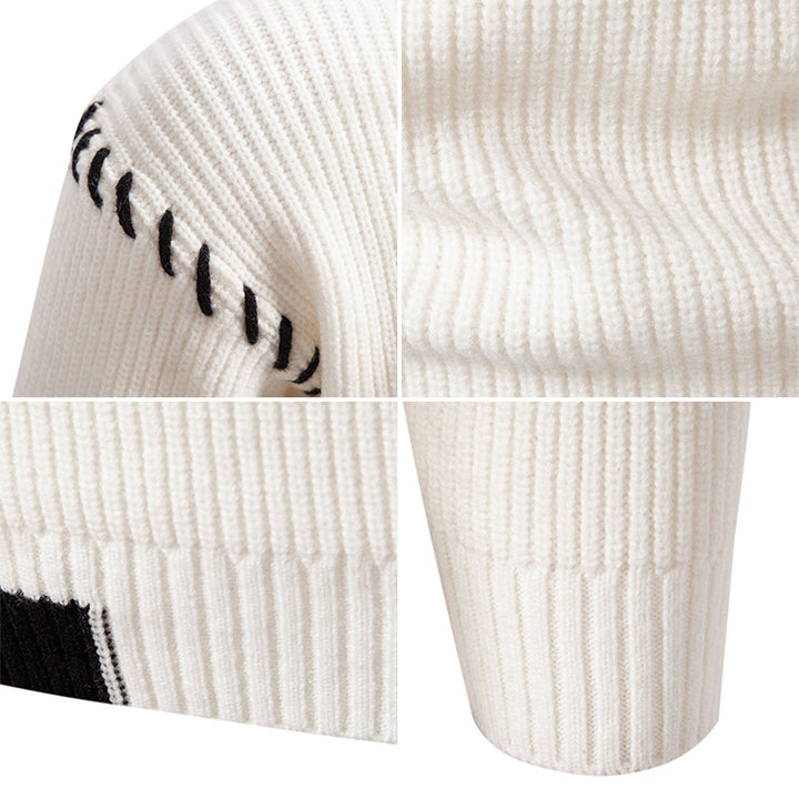 Herren modischer Strickpullover mit einzigartigem Design und hohem Kragen Drune