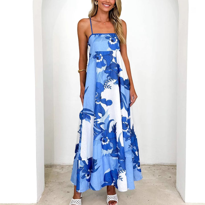 Damen Maxikleid mit verspieltem Blumendesign und ausgeschnittenen Details Drune
