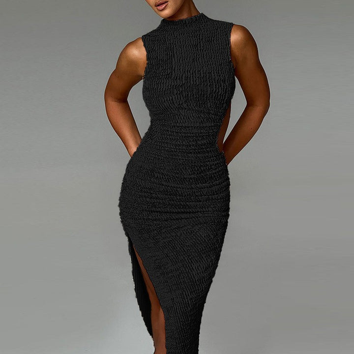 Damen Maxi-Kleid mit eleganter Raffung und seitlichem Schlitz Drune