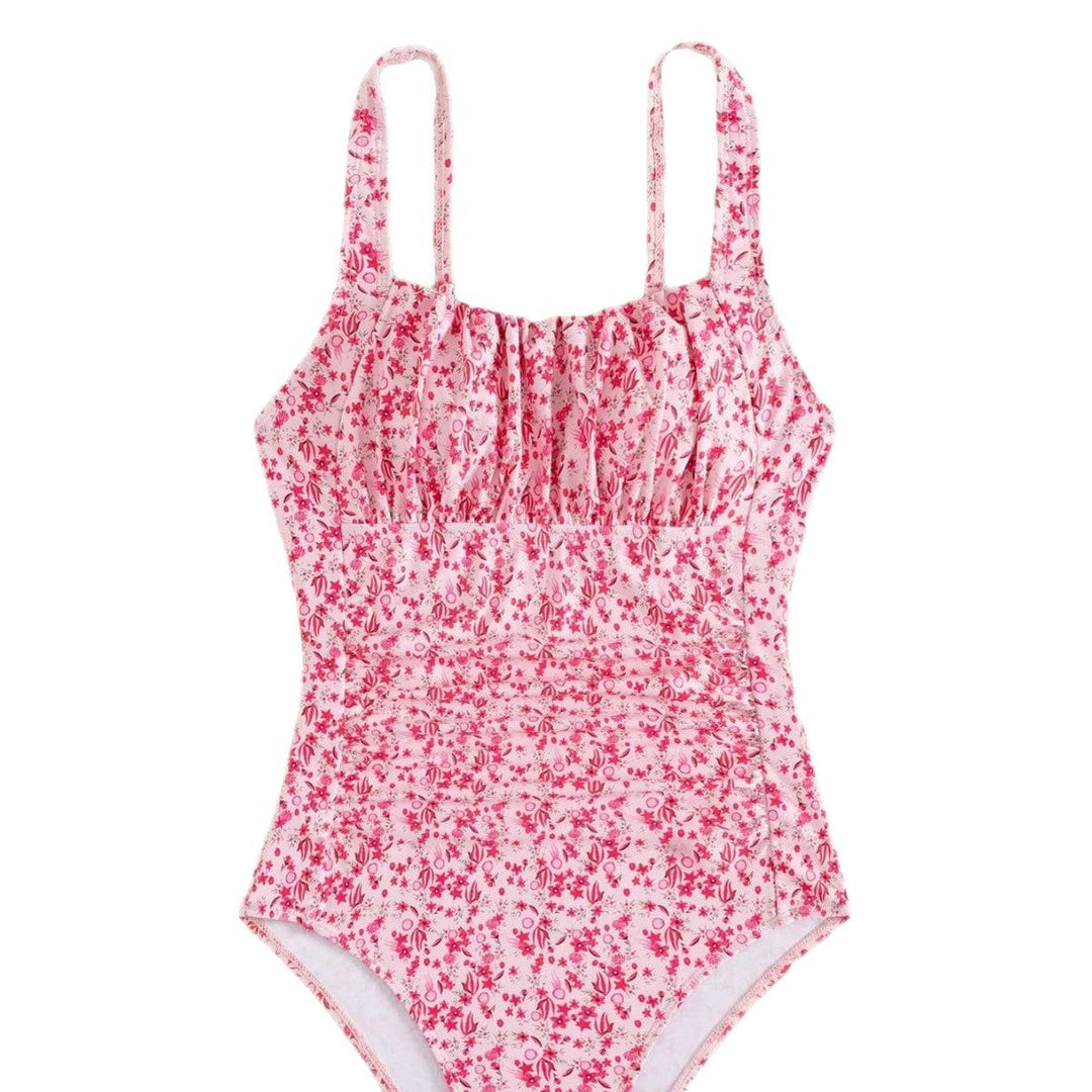 Damen Einteiliger Badeanzug mit floralem Rüschendesign Drune