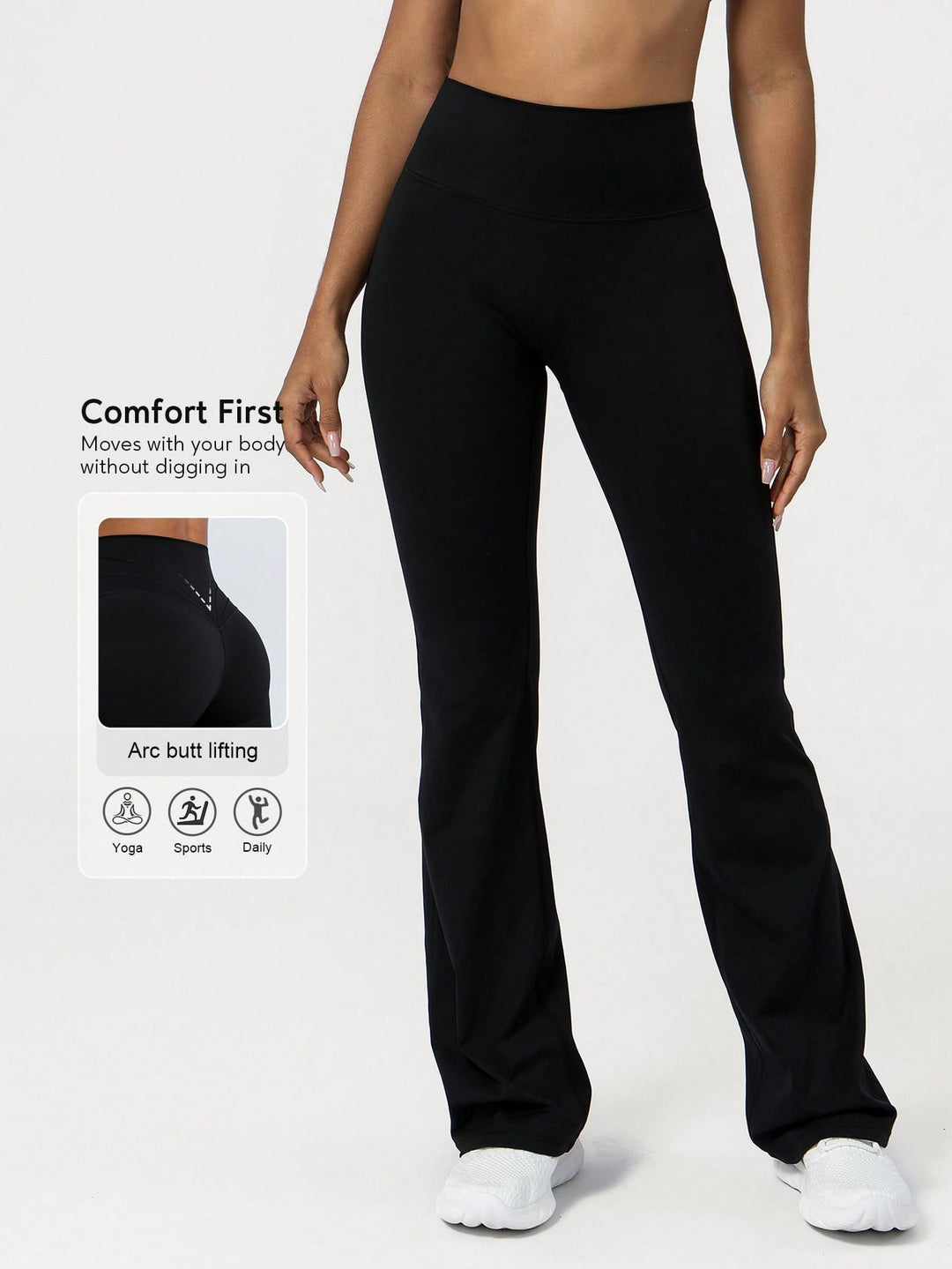 Damen Hoch sitzende Yoga-Hosen mit Ellbogen-Design und Figur formender Passform Drune