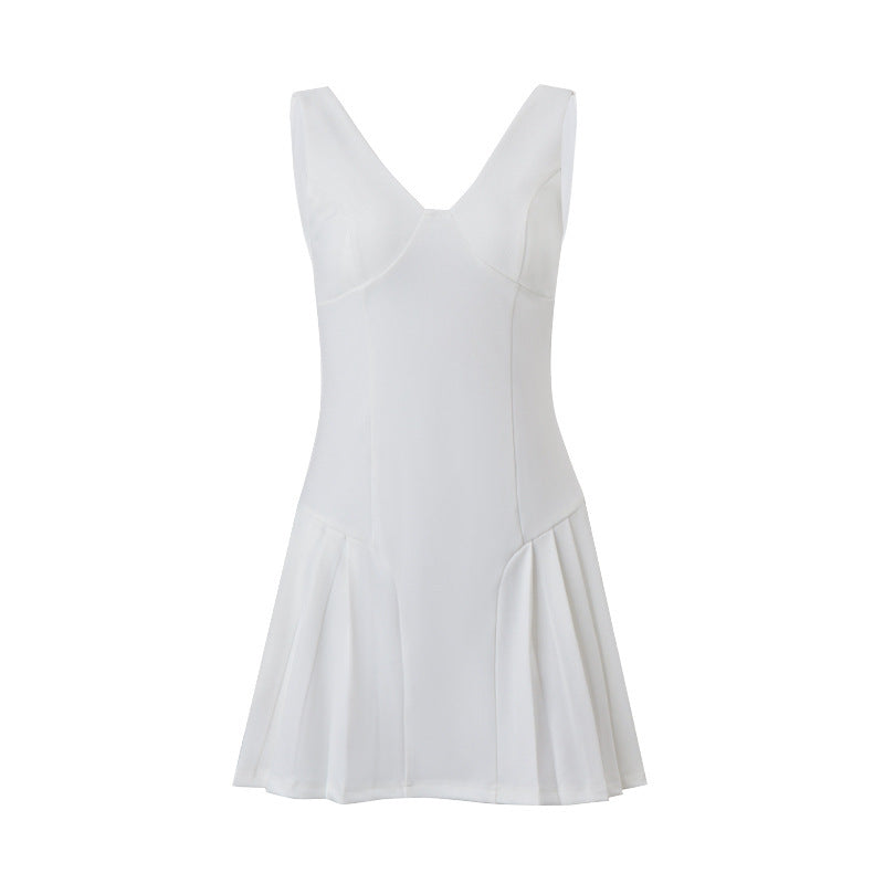 Damen Designer-Playdress mit fließendem Rock und V-Ausschnitt Drune