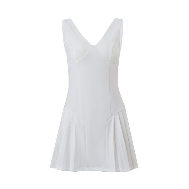 Damen Designer-Playdress mit fließendem Rock und V-Ausschnitt Drune