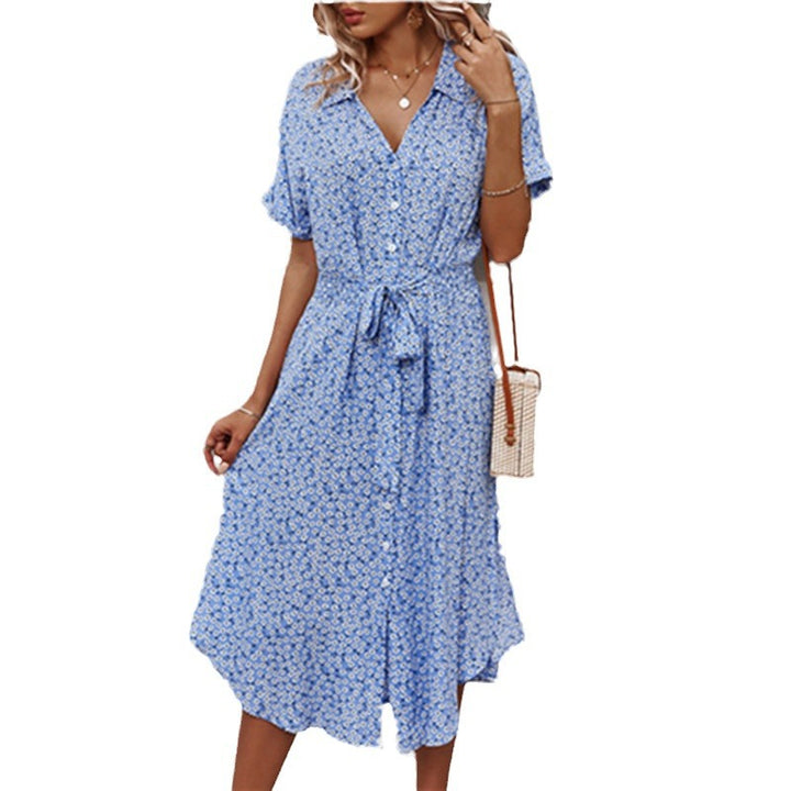 Damen Blümchenkleid mit tailliertem Schnitt und Rüschen Drune