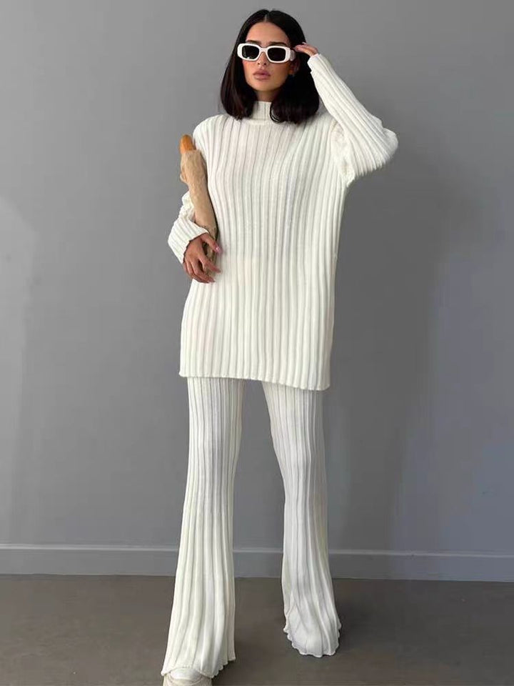 Damen Eleganter Strickanzug mit Rippstruktur Drune