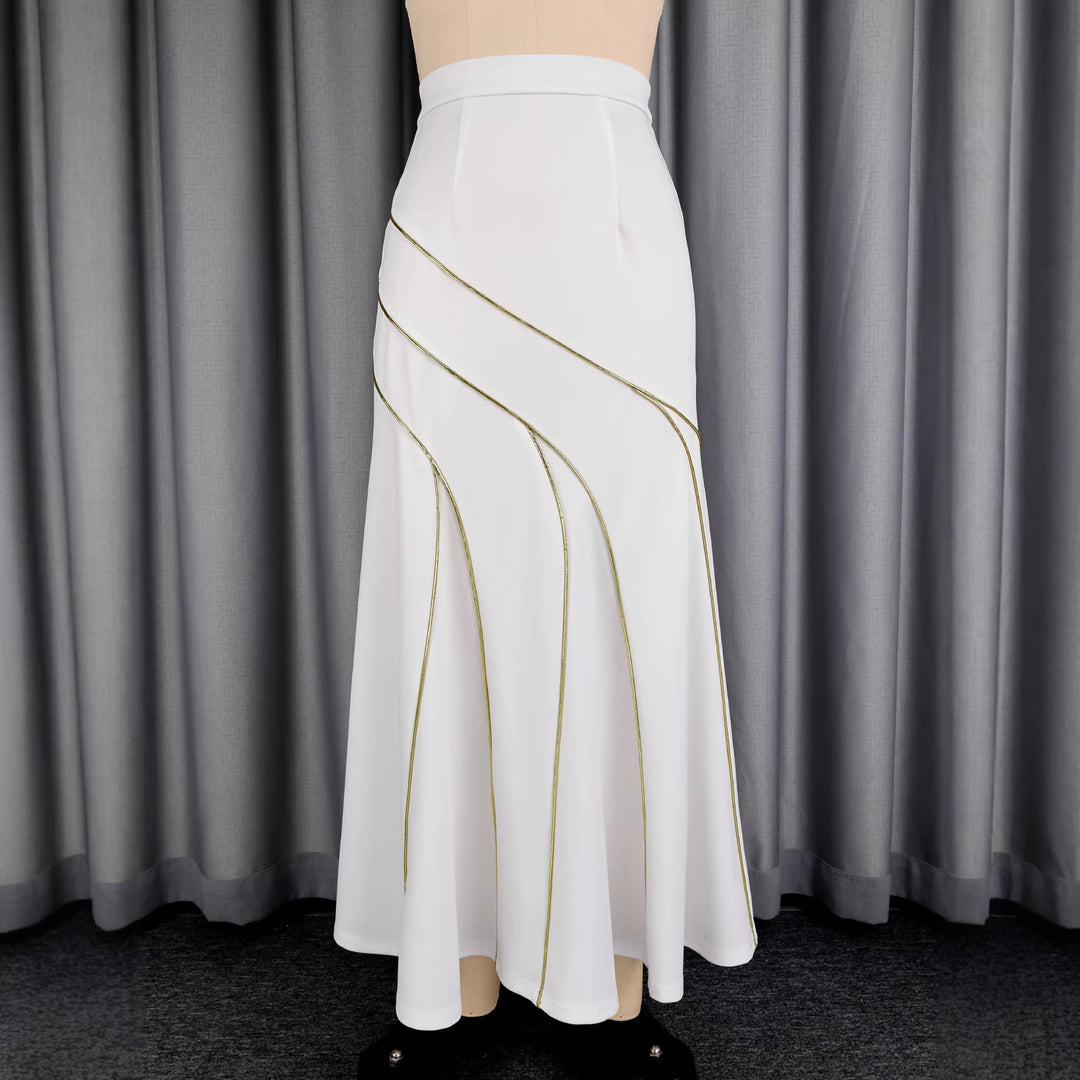 Damen eleganter Maxirock mit Goldakzenten Drune