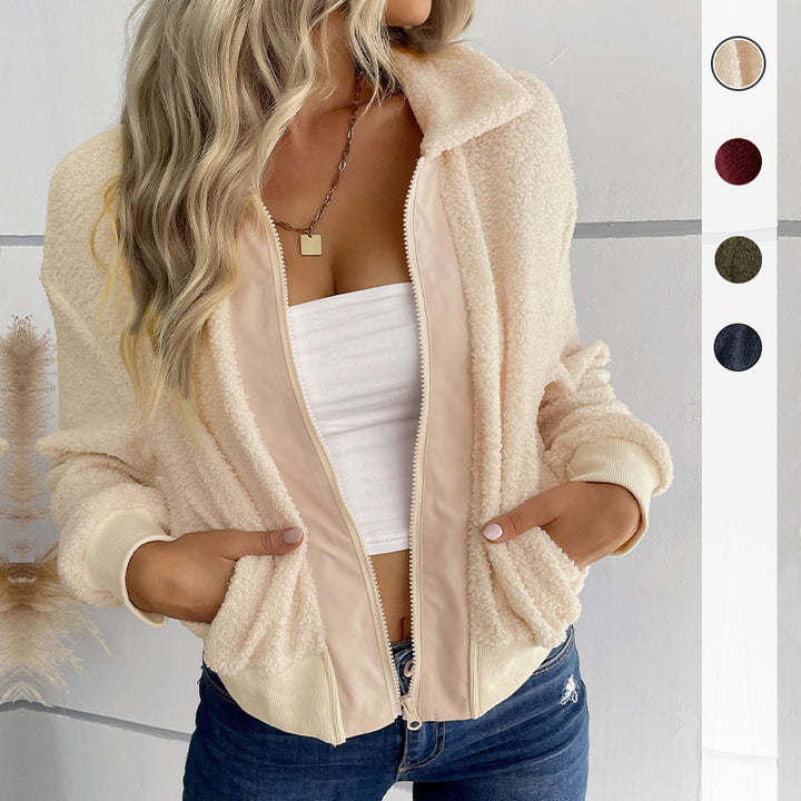 Damen Freizeitjacke mit weichem Teddyfell und elastischen Bündchen Drune