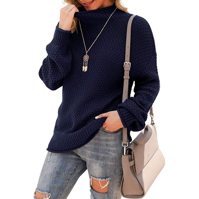 Damen Strickpullover mit hohem Kragen und strukturierter Optik Drune