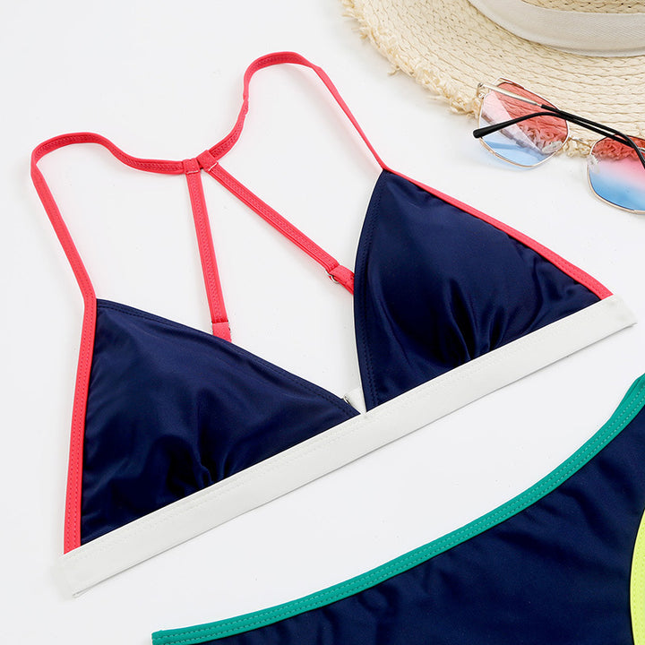 Damen Triangelbikini mit sportlichem Design und modischen Kontrasten Drune