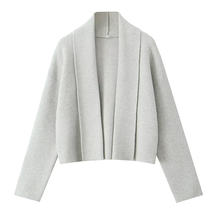 Damen lässige Strickjacke mit offenem Design und V-Ausschnitt Drune
