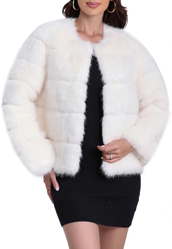 Damen Flauschige Kunstpelzjacke Drune