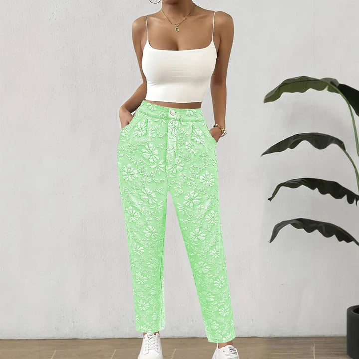 Damen elegante Blumenmuster Hose Drune