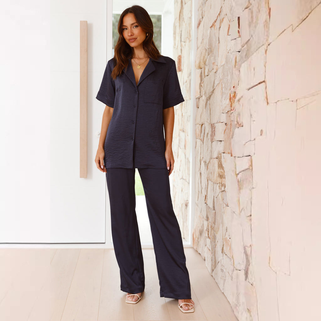 Damen Satin Pyjama Set Drune