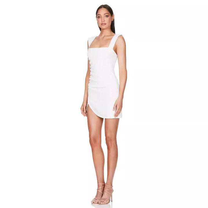 Damen Glitzerndes Mini-Kleid mit figurbetontem Schnitt und asymmetrischem Design Drune
