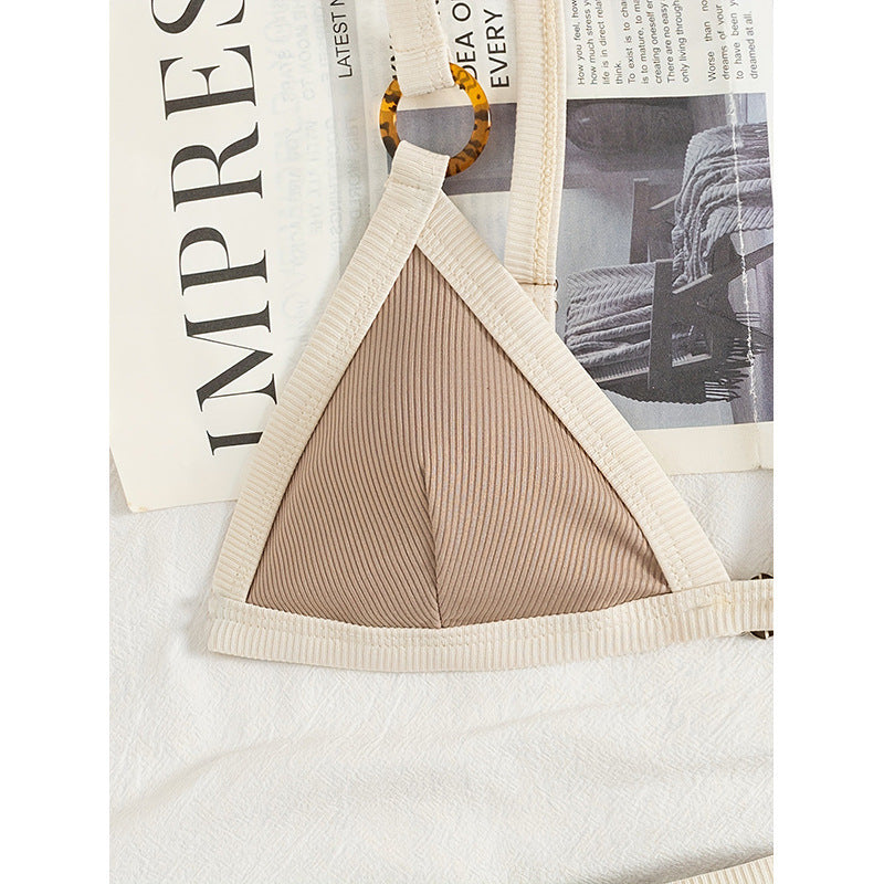 Damen Triangel-Bikini mit eleganten Ringdetails und verstellbaren Trägern Drune