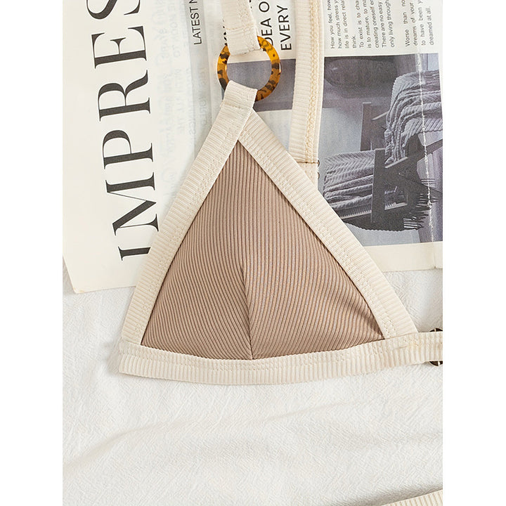 Damen Triangel-Bikini mit eleganten Ringdetails und verstellbaren Trägern Drune
