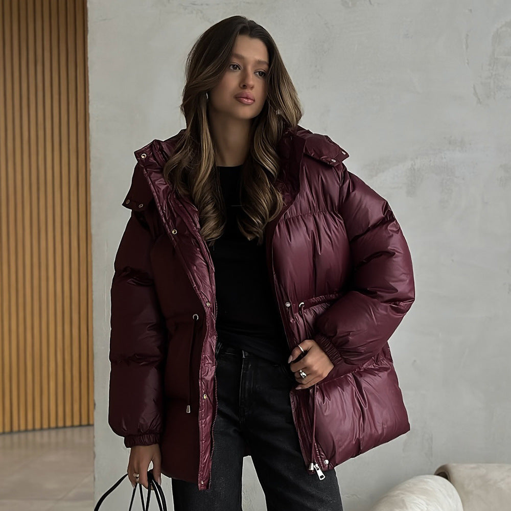 Damen Steppjacke mit verstellbarem Bund und Kapuze Drune