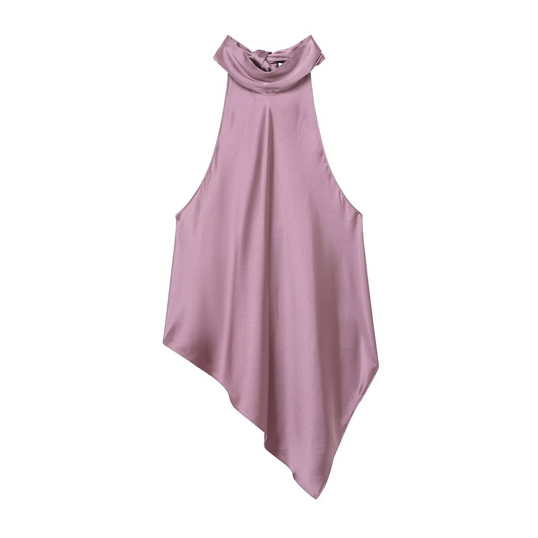 Damen elegant geschnittenes Top mit hochgeschlossenem Kragen Drune