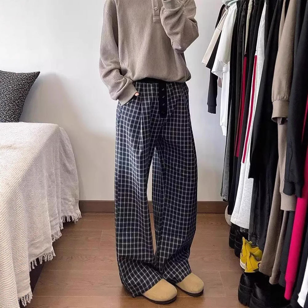Damen Karottenhose aus weichem Material mit modischem Karo-Design Drune