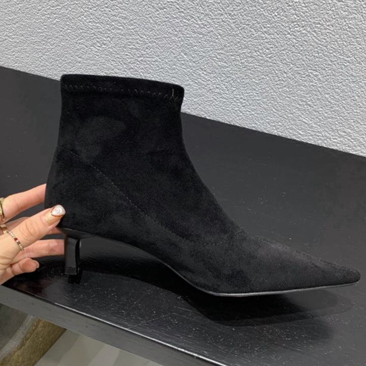 Damen Elegante Ankle-Boots aus weichem Wildleder mit modischem Stiletto Drune