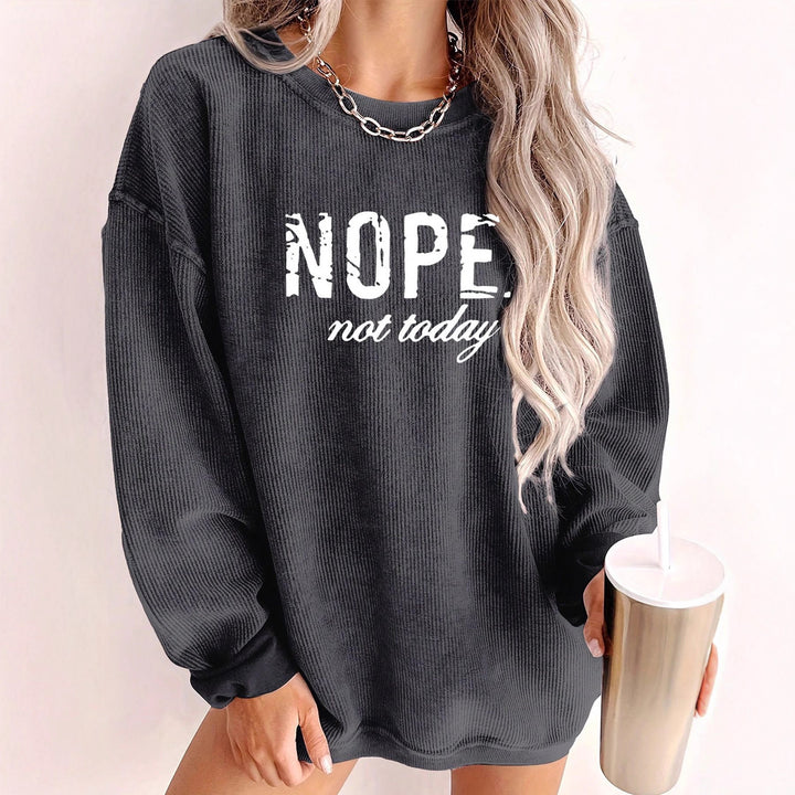 Damen lässiger Sweatshirt mit strukturiertem Stoff und auffälligem Spruch Drune